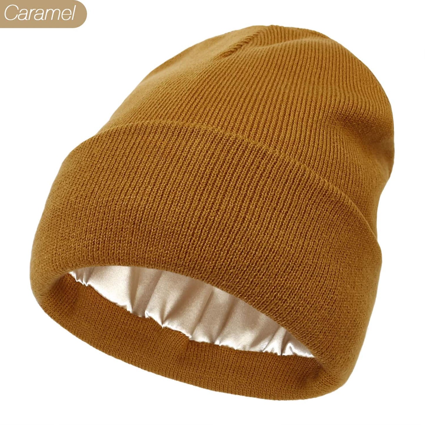 Protect your hair with our silky satin lined beanie winter