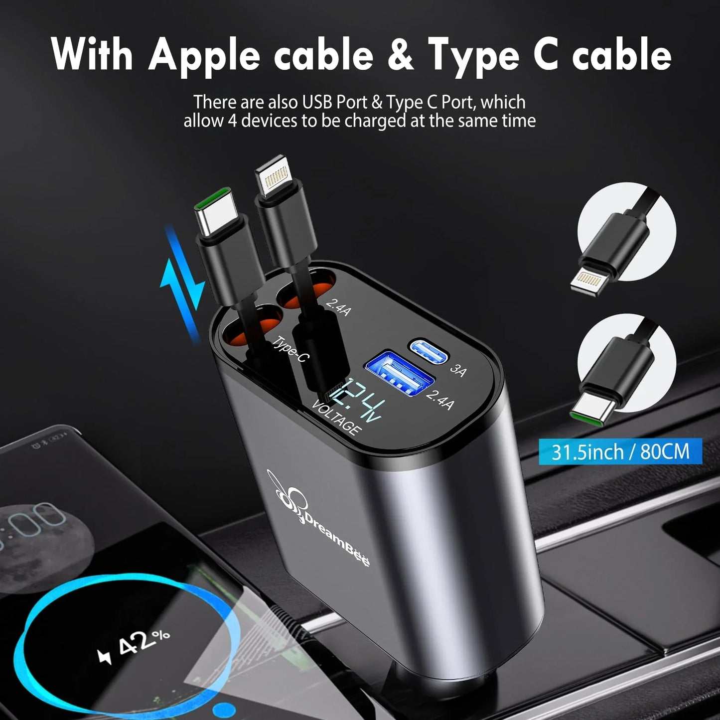 RETRACTABLE FAST CAR CHARGER